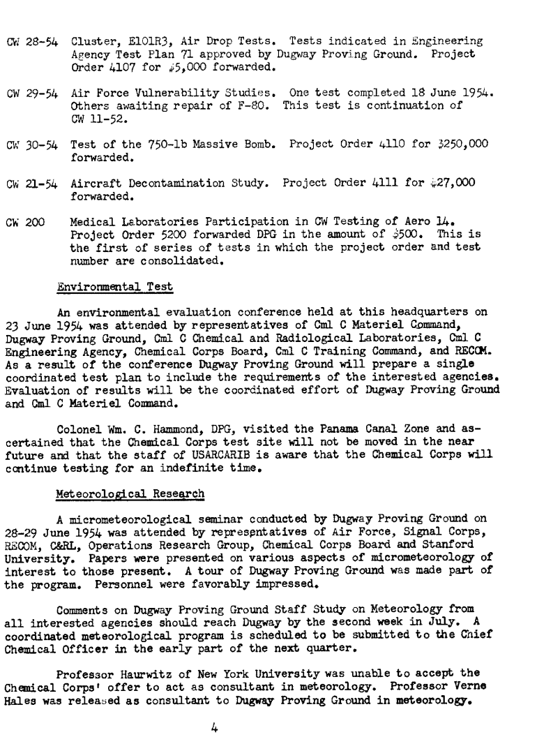 July 1954 Quarterly Report